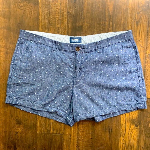 Old Navy Polka Dot Denim Shorts, Size 16 - Picture 1 of 7